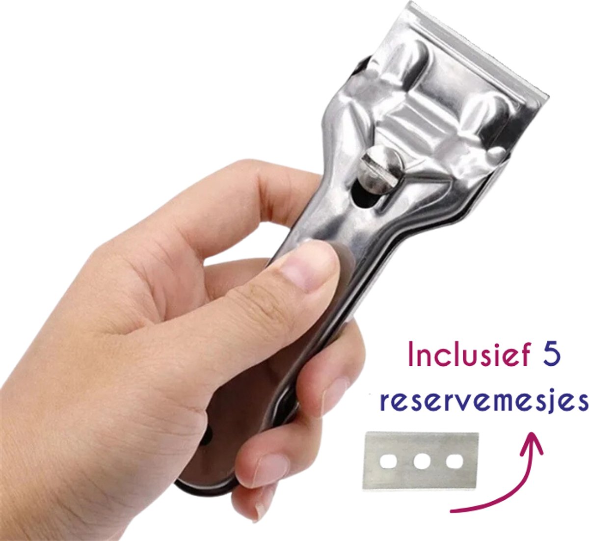 S4D® - Glasschraper - Kookplaat Schraper - Kookplaat Krabber - Multifunctioneel - Metaal - Inclusief 5 Extra Mesjes !