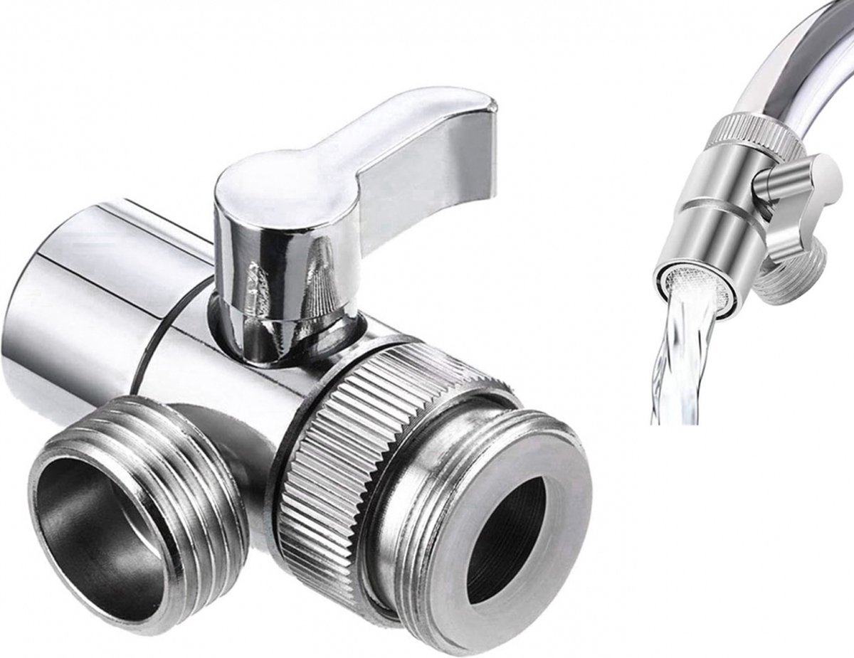 3 Voies Valve Inverseur de Douche Robinet Diverter avec Robinet Adaptateur M22-M24 Robinet D'Arrêt Douche Vanne Aiguillage de pour Cuisine ou Salle de Bain