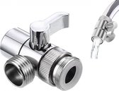 Omstelkraan voor op kraan - 1/2" aansluiting - Omstelkraan Douche - 3-weg omschakelventiel - douche-adapter - voor Badkuip en Douche, Wastafel - zink legering