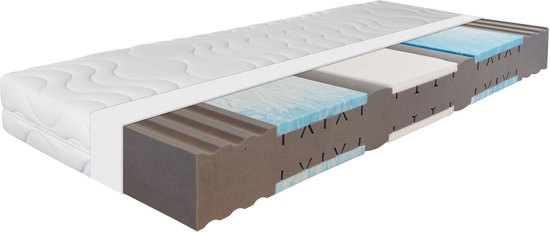 Matras 70 x 200 cm, ergonomisch koudschuimmatras, 7 zones, 2-in-1
