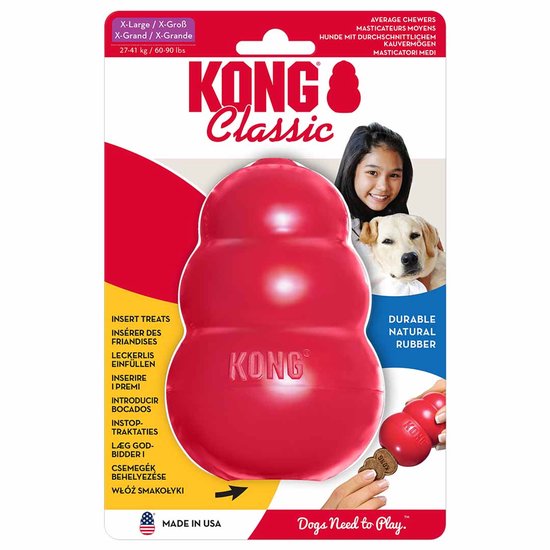 KONG Classic - Snackbal Honden Speelgoed - Rubber - 10.16cm - Rood - Maat L