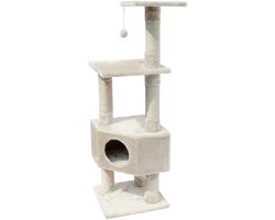 Ebi Classic Loona Krabpaal - Kattenboom met Huisje en 3 Ligplekken - Sisal & Pluche - 40x40x135cm - Beige