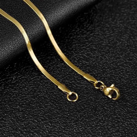 Aramat Jewels-Halskettingen-Platte Slangenketting in Goudkleurig staal--50cm / 2mm--