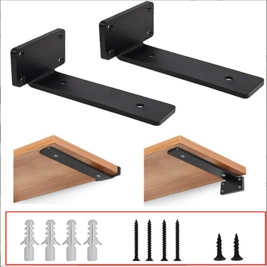Metalen Plankbeugels - 2-Pack - Zwevende Plankbeugel - Smeedijzeren