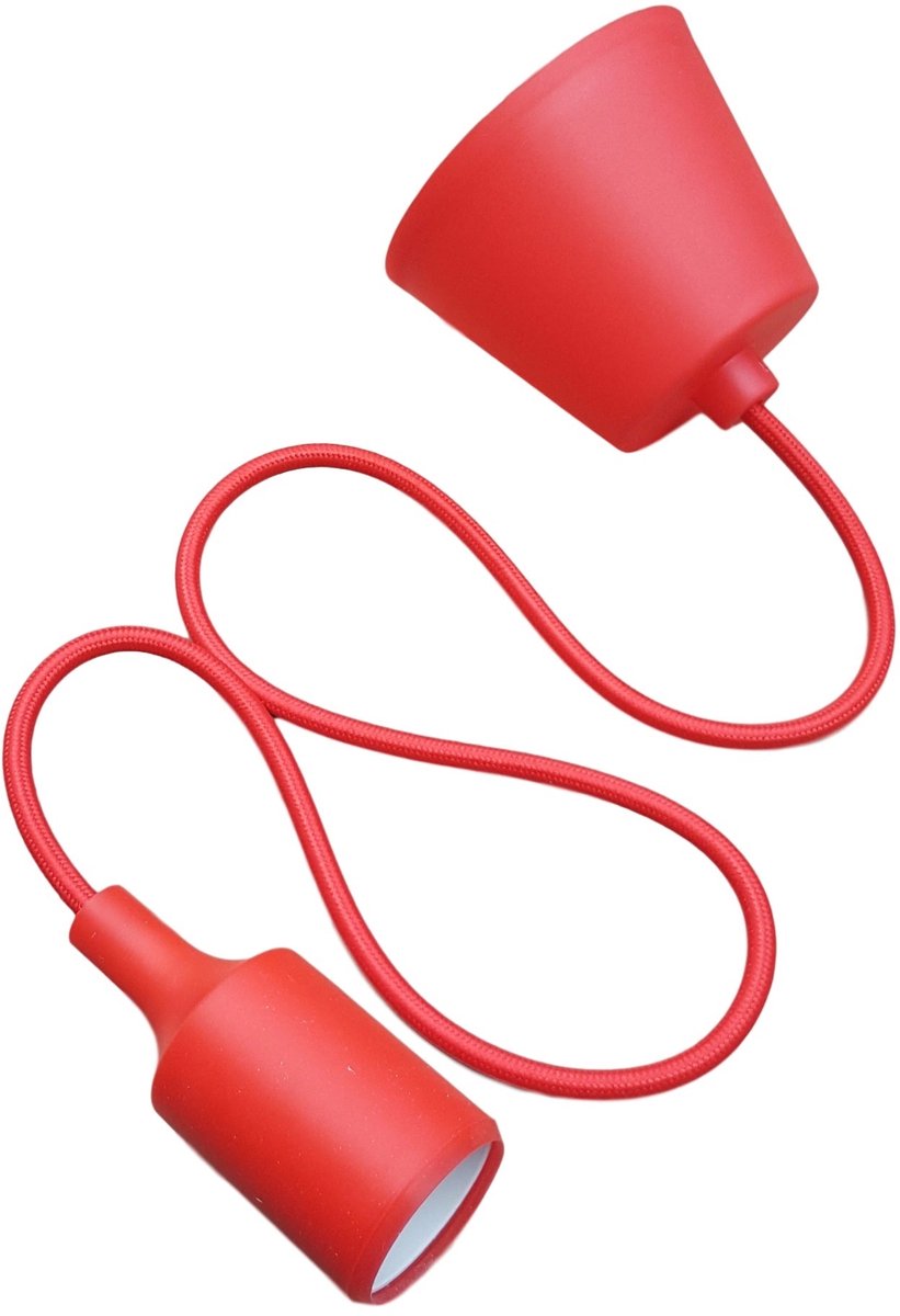 DIY Pendel Hanglamp - E27 Siliconen Fitting - Strijkijzersnoer - Rood - 230V