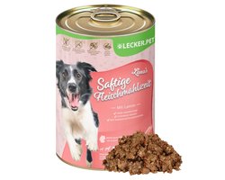 18 x 400 g Lecker.Pet® Luna's Sappige Vleesmaaltijd met Lam Hondenvoer Nat