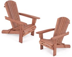 COSTWAY Adirondack Adirondack Stoel inklapbaar, set van 2, tuinstoel met hoge rugleuning en brede armleuningen, voor tuin, terras, 180 kg draagvermogen