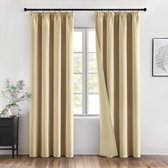 Boraboi ® Verduisterende Thermische Gordijnen Set van 2 voor Slaapkamer en Woonkamer, 245 x 140 cm, Lichtbeige
