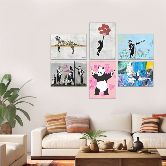 Banksy Graffiti - Canvas Schilderij 32x45 cm - Schilderijen Woonkamer