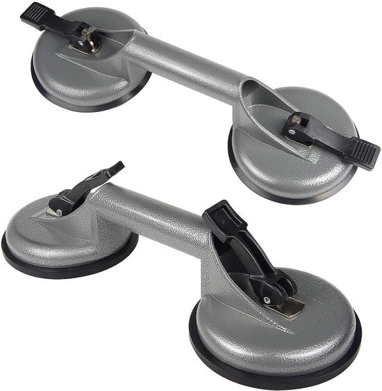 2 stuks dubbele zuignappen 100 kg vacuümzuiger grijs voor tegels glas