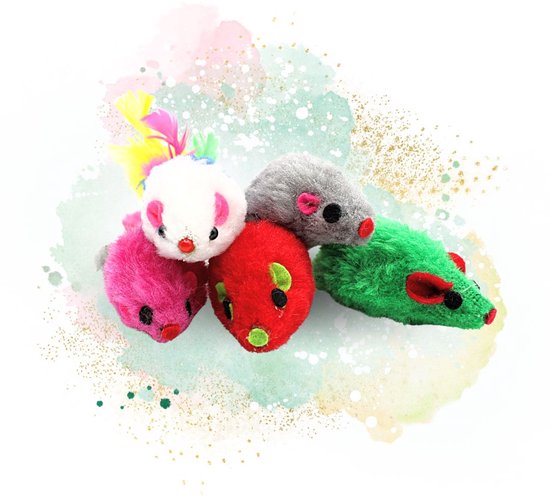 Lyra Pet Spielmäuse 20 Stück | Plüschmäuse Mit Rassel | Katzen Spielzeug Bunt Gemischt