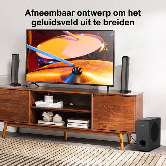 ULTIMEA 4.1-kanaals Soundbar met Subwoofer - Afneembare 2-in-1 Soundbar voor TV - Zwart van Ultimea — afbeelding 3