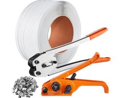 Omsnoeringsset met omsnoeringsspanner, omsnoeringssluittang, 1000 m PP band, 1000 metalen zegels, omsnoeringsset voor palletverpakking voor verpakking