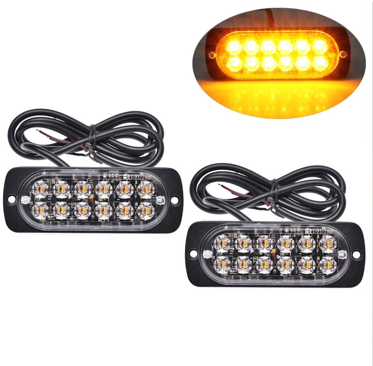 EYPINS 4X 9cm COB LED Front Flash, Warning Light Strobe Flashing Light Orange 12V 24V 36W IP65 18Modes for Truck Tractor Car Emergency Forklift Warning EYPINS 4X 9cm COB LED Front Flash, Warning Light Strobe Flashing Light Orange 12V 24V 36W IP65 18Modes for Truck Tractor Car Emergency Forklift Warning