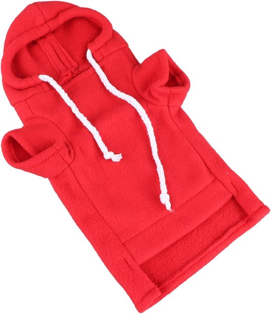 Hoodie met trekkoord voor fretten - Warme, huidvriendelijke en dikke kleding voor kleine dieren voor feestjes (Rood) van Merkloos	 — afbeelding 4