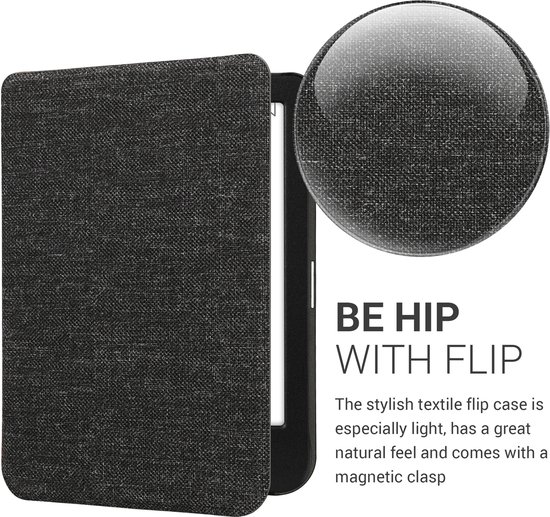 kwmobile hoes geschikt voor Kobo Clara BW / Colour - Stoffen beschermhoes voor e-reader in donkergrijs van Merkloos — afbeelding 5