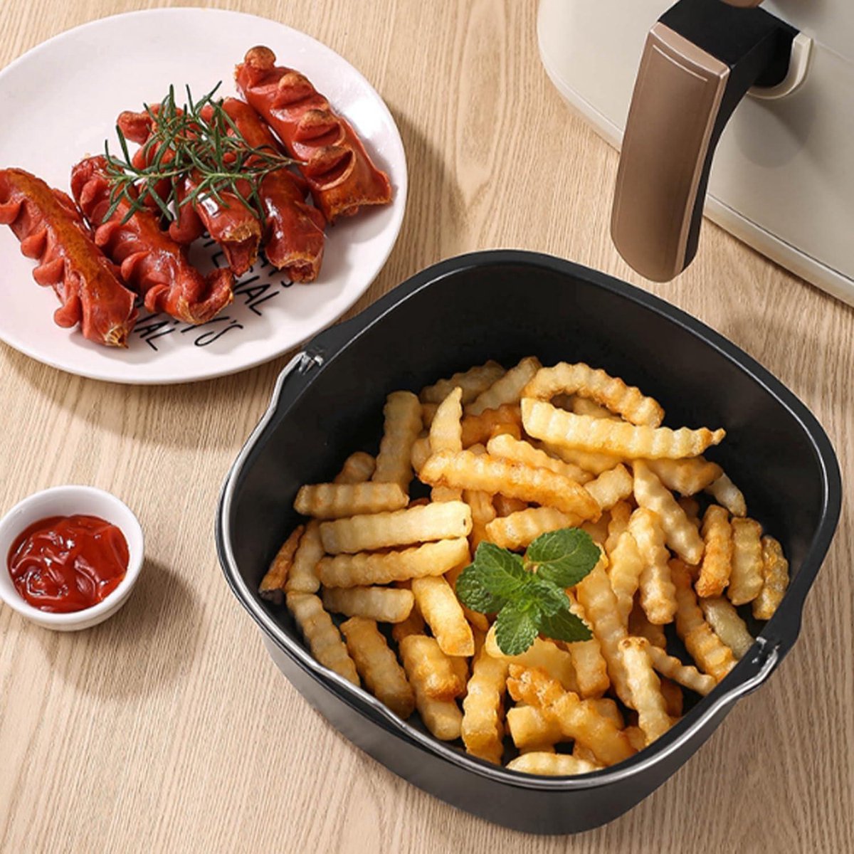 Ceka ® - Siliconen Bakvormen Airfryer En Oven Bakjes - Heteluchtfriteuse XXL, XL Accessoires Cakevorm Mand Rond