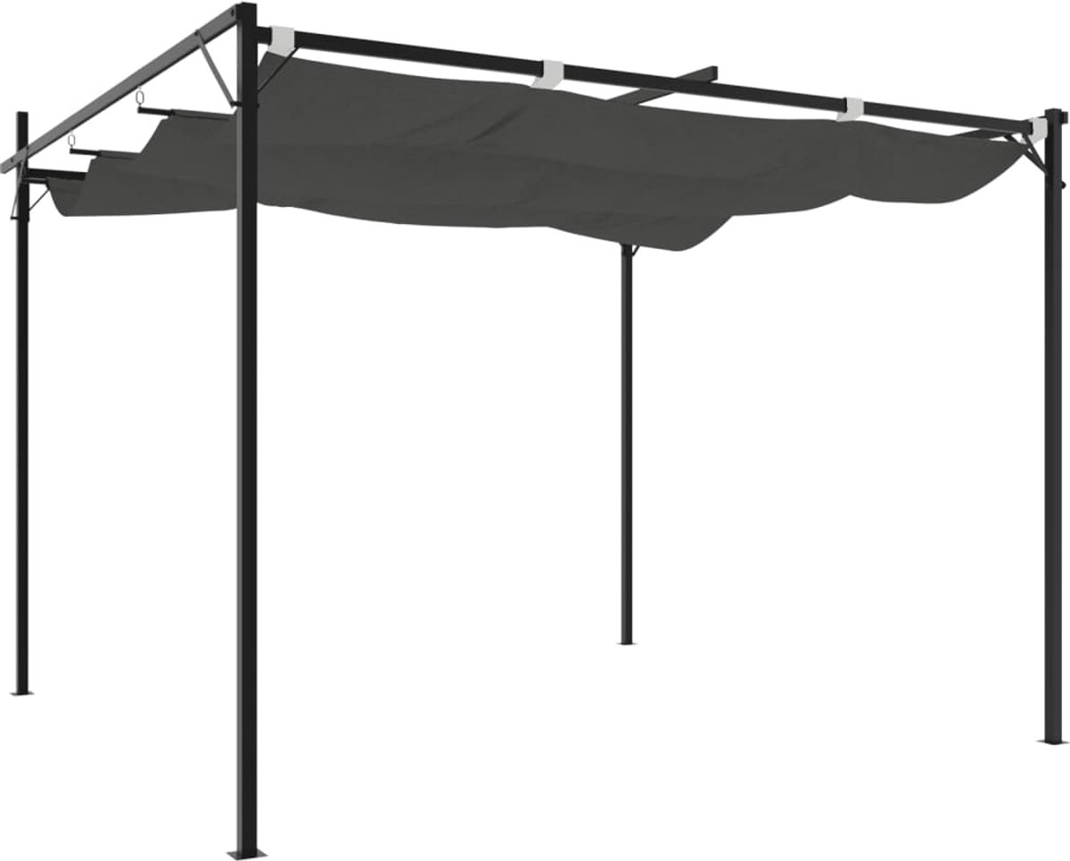 Pergola - 3 x 3 m - Prieel - Paviljoen - Terras - Weerbestendig - Metalen Frame - Met zonwering - Antraciet