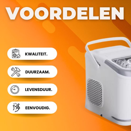 Ijsblokjesmachine - Ijsblokmakker - Ijsmachine - 2,0 Liter - 9 Blokjes in 6 Minuten - Zelfreinigende Elektrische Ijsmachine - Wit van Merkloos — afbeelding 3