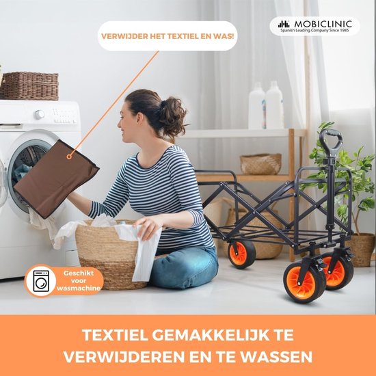Opvouwbare transportwagen voor strand en tuin met verstelbaar handvat en grote terreinwielen van Merkloos — afbeelding 5