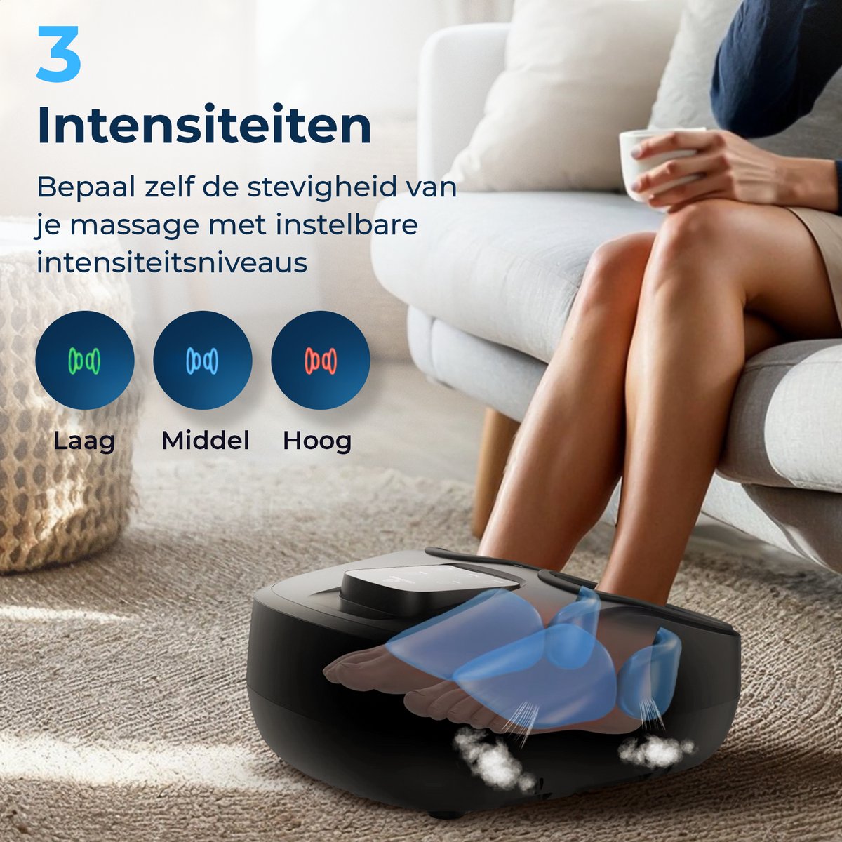Health Bay® ComfortPress - Voetmassage Apparaat - Shiatsu & Luchtcompressie - Voetmassage Apparaat Bloedsomloop - Verwarming & Instelbare Intensiteit thumbnail 4