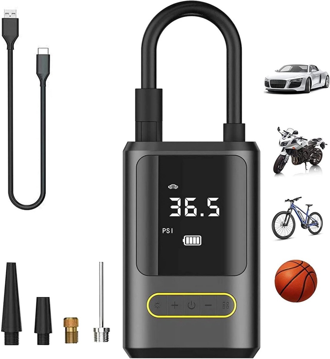 Elektrische Bandenpomp - Autobanden Pomp - Ballenpomp - Fietspomp - Luchtpomp - Luchtcompressor - Noodlamp - Autoluchtcompressor - Draagbare digitale elektrische pomp - USB Oplaadbaar
