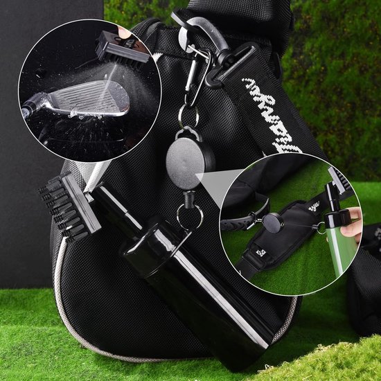 Golf accessoires-Golfclubborstel en groefreinigingsgereedschap-Met lekvrije opslagbuis, knijpfles, borstelkop, en karabijnhaak van Merkloos — afbeelding 2