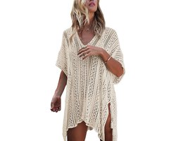 Strandjurk Dames - Gehaakte Badkleding Cover Up - Ademend & Lichtgewicht - Voor Strand & Zwembad - Zwemjurk - Vrouwen - Wit - One size - 1 stuk
