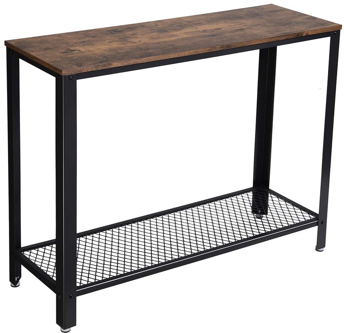 Wandtafel - Bijzettafel - Sidetable – Halftafel - Loft Industrieel Design - Metalen Frame & Rustiek Blad – Voor Hal, Woonkamer, Entree & Keuken – Compact & Multifunctioneel – 101,5x35x80 cm