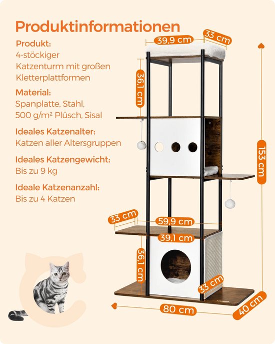 PawHut krabpaal 100 cm met hangmat speelboom kattengrot platforms klimboom kattenkrabpaal activiteit krabpaal pluche sisal grijs