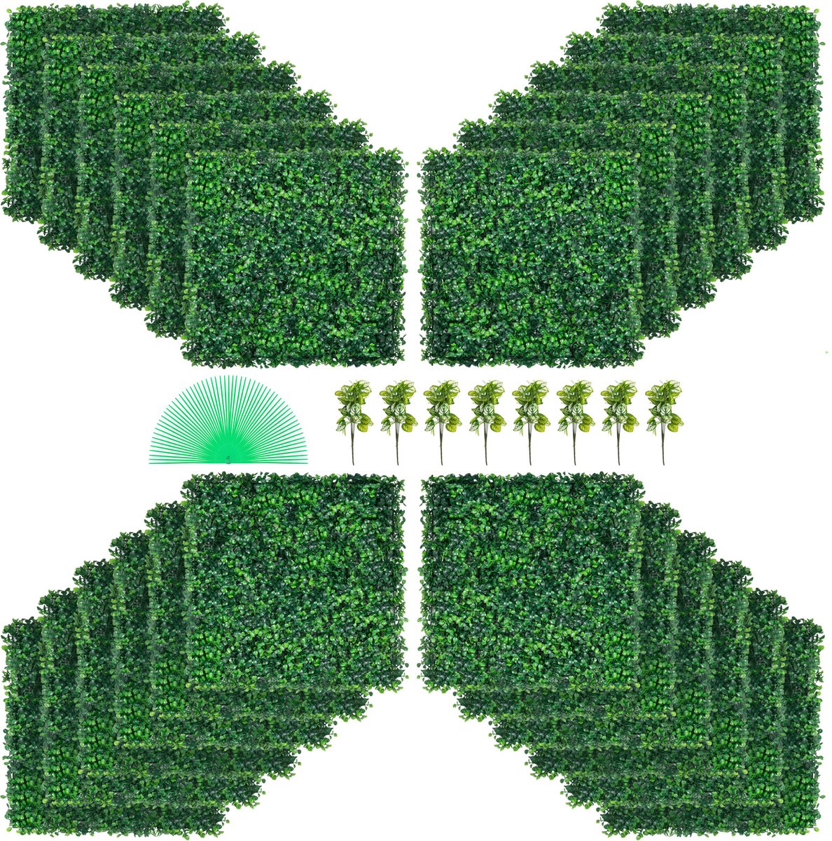 Kunsthaag Buxus - Set van 24 Panelen 50,8 x 50,8 cm - Dikte 4 cm - Kunststof - Realistisch
