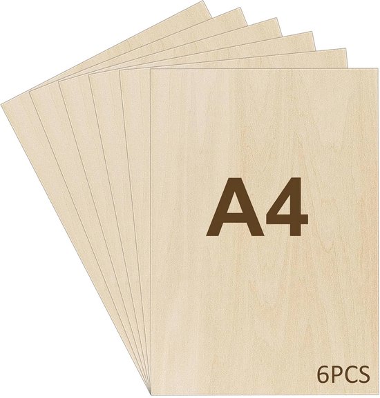 Tapvai 12 stuks Linde multiplex, meerlaags multiplex, houtplaten voor knutselen, 3mm laser linde multiplex, voor knutselwerk, houtsnijwerk, modelbouw (A4