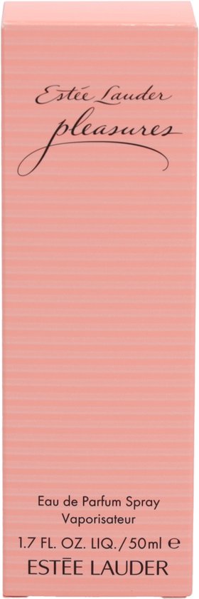 Roze gestreepte doos voor Estée Lauder Pleasures Eau de Parfum Spray 50ml.