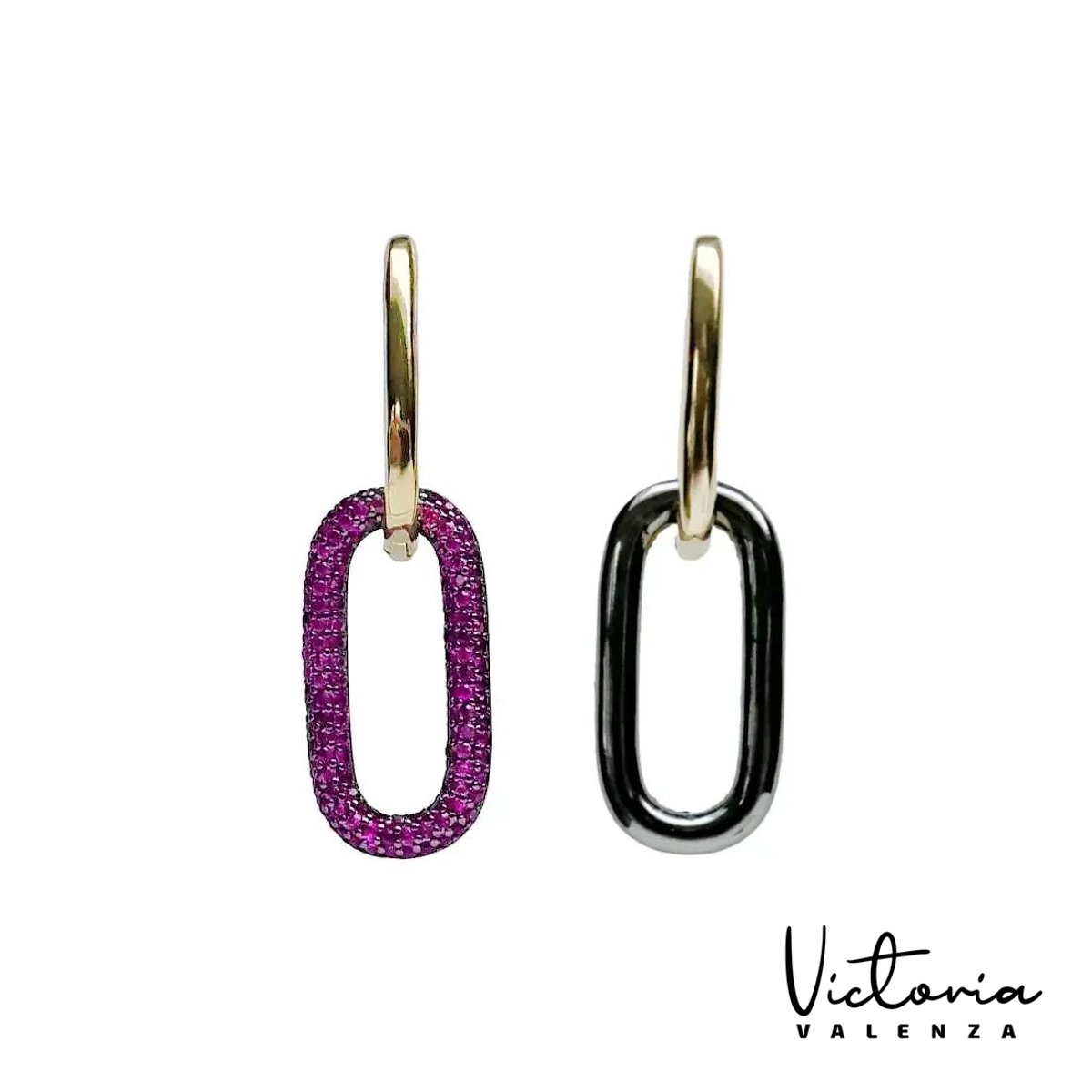 Victoria Valenza Rimini Luxe Oorbellen Dames Messing Oorhangers Dames Oorringen Roze Steen Oorbellen - Goud kleurig - 1 Paar