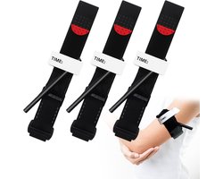 Tourniquet in 3-pack, tourniquetverband EHBO-set, 65 cm outdoor tourniquet noodgordel, draagbare tourniquet EHBO, eenhandig outdoor noodverband, geschikt voor kamperen, wandelen, bergbeklimmen en buitensporten