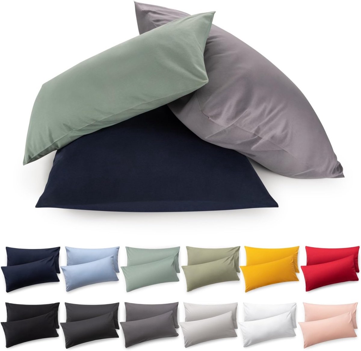 Famanu - Kussenslopen 50 x 70 cm – Wit – Superzacht – Premium Jersey Kussensloop – 2-pack