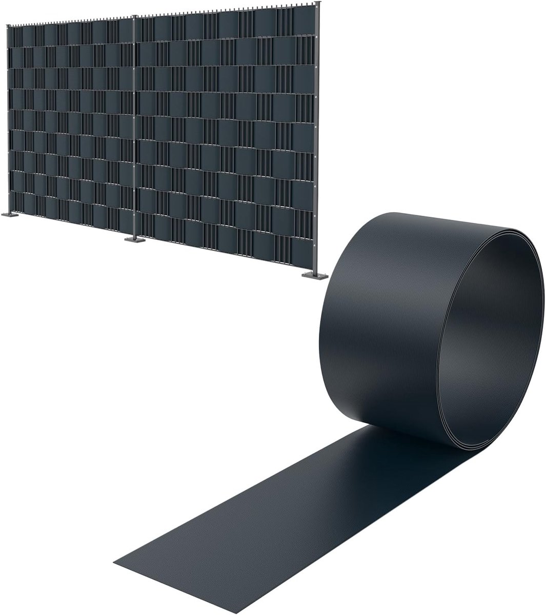 Aufun 2,5m x 19cm Antraciet Premium Harde PVC Privacy Schermstroken Voor Dubbel Gaas, Privacy Scherm Windscherm Tuin Dubbel Gaas Hek Voor Tuinafscheiding, Balkon