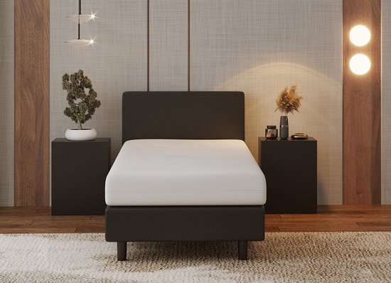 Nessa - 90x200 Boxspring Bjorn - Zwart PU Skin Leder - - Nessa® - €349,00