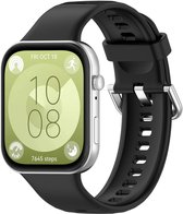 By Qubix - Siliconen bandje met gesp - Zwart - geschikt voor Huawei Watch Fit 5 / 4 / 3