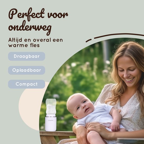 Lovinoo Flessenwarmer Pro 2024 - Flessenwarmer Onderweg - Draagbare Flessenwarmer - Flesverwarmer - Babyvoeding - Flessenwarmers - 4 Temperatuurniveaus - Flessenwarmer Draadloos - USB Oplaadbaar - Incl. 5 Adapters - 13.200 mAh - Wit van Lovinoo — afbeelding 5
