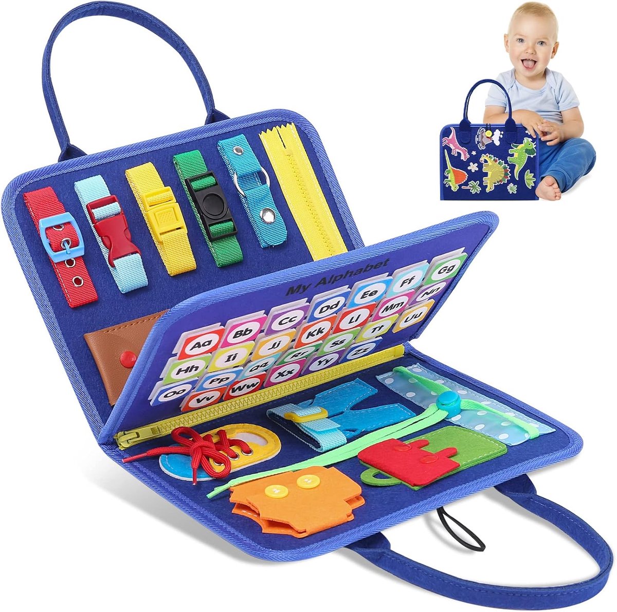 Montessori Activity Board voor Kinderen – Educatief Speelgoed voor Peuters van 1 tot 4 Jaar – Motorisch en Sensorisch Speelgoed – Perfect Reis- en Cadeauspeelgoed