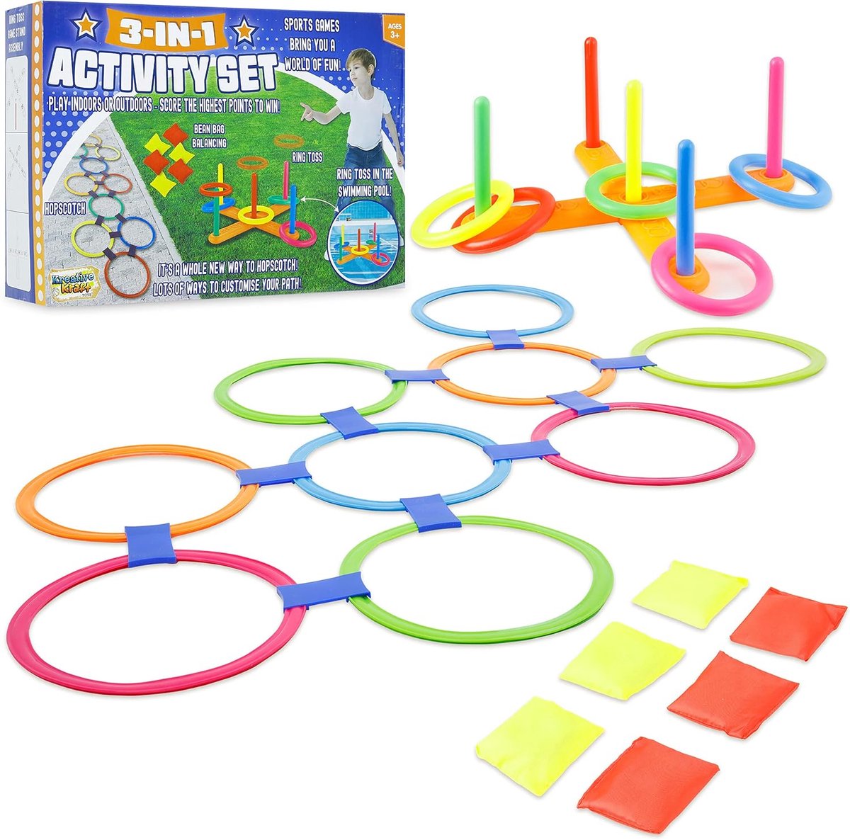 Veelzijdige 6-in-1 en 3-in-1 buitenspellen voor kinderen en volwassenen