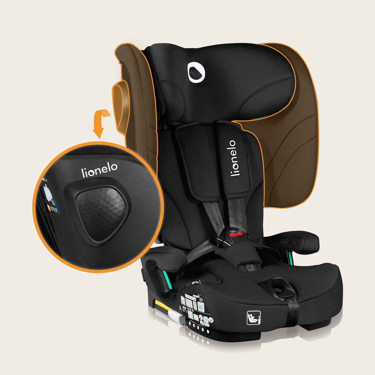 Lionelo Nelly i Size ISOFIX Inklapbare Peuter Autostoel (76 150 cm / 1