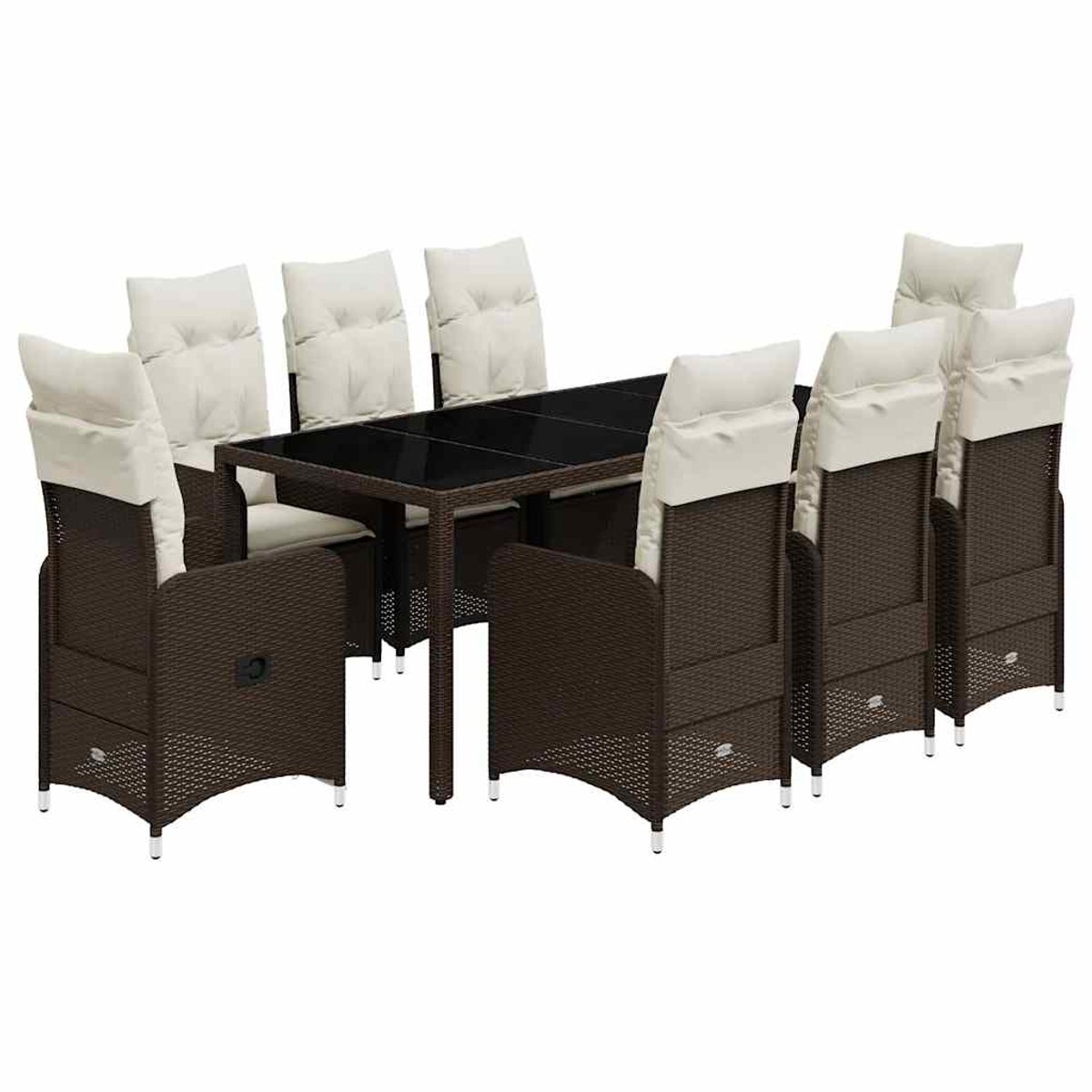 The Living Store 9-delige Bistroset met kussens poly rattan bruin - Bistroset - Tuinset - Lounge Set - Buitendecoratie - Patio Furniture