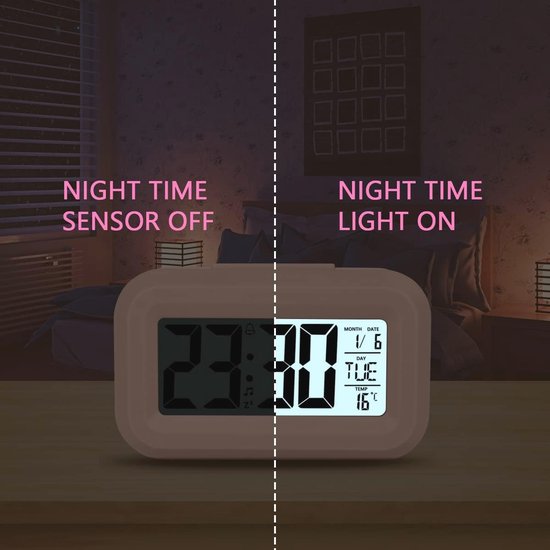 Digitale wekker met LED-display en sluimerfunctie voor slaapkamer en kantoor — afbeelding 5