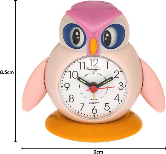 Roze Uil Kinderwekker met Alarm, Snooze en Licht — afbeelding 5