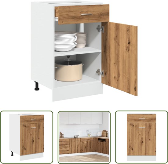 Onderkast met lade Lyon 40x46x81,5 cm bewerkt hout bruin eikenkleur kopen