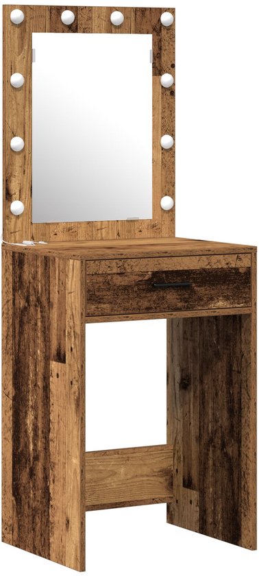 vidaXL Printerstand met opslag Oud hout 60 x 50 x 67 cm Bewerkt hout, Moderne Bureau Stand, Compacte Printerplek, Stijlvolle Opbergmeubel, Handige Organizer voor Efficiënte Werkplek