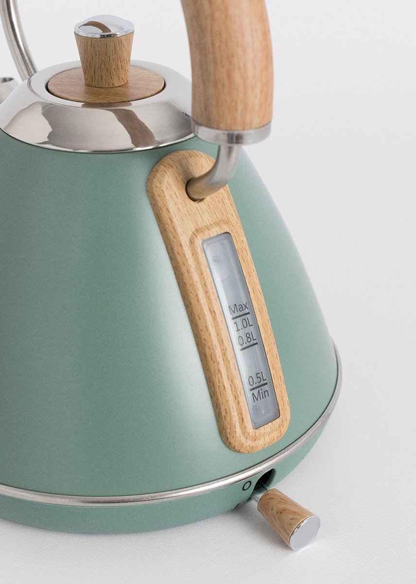 CREATE - Waterkoker 1 L - 1200 Watt - RVS - BPA vrij - Elektrisch - Antikalk - Sage - KETTLE RETRO M — afbeelding 2