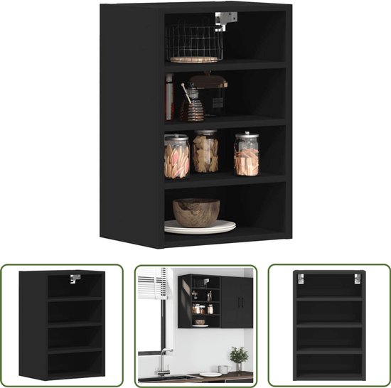 vidaXL Armoire murale en bois Riga 40 x 29,5 x 60 cm Bois traité Noir Solution de rangement Cuisine Salle de bain